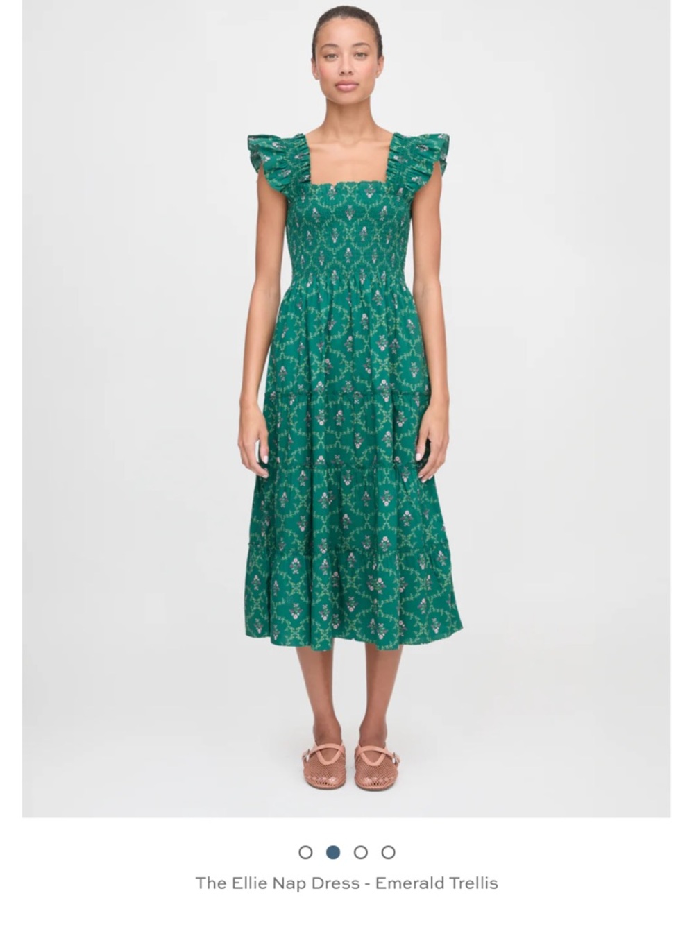 Hill House Emerald Floral Smocked Midi Dress